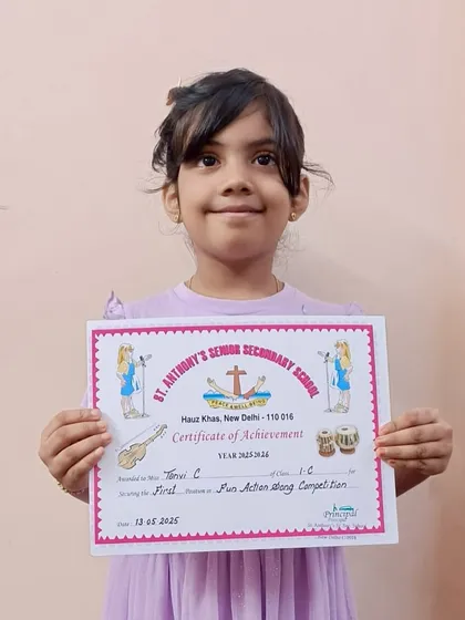We are so proud of our student, Tanvi, who won first place in her school's singing competition. We don't just teach music; we build confident performers who succeed both inside and outside our academy.