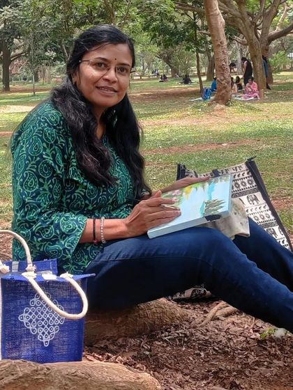 A happy moment captured while painting in the park. I love sharing this experience with others.