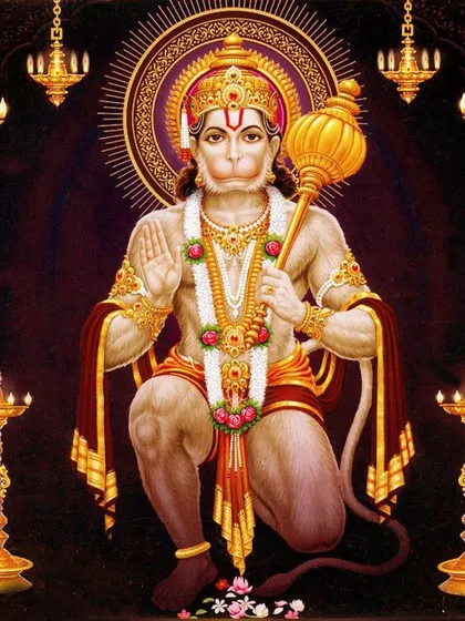 The Hanuman Gayatri Mantra is a prayer to the son of Vayu, the wind god. Chanting it invokes Lord Hanuman's energy, granting courage, strength, and protection from all fears.
