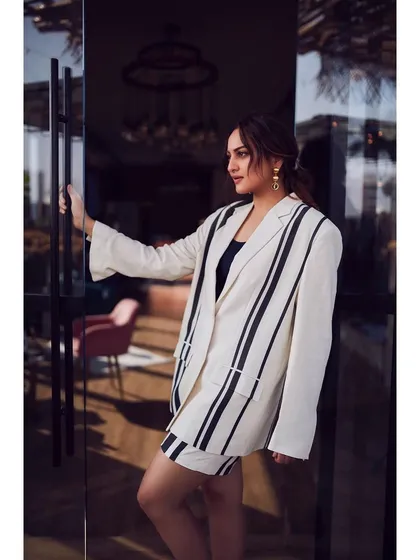 A different take on the striped suit, this Appapop blazer and shorts set is perfect for a chic, summery business-casual look.