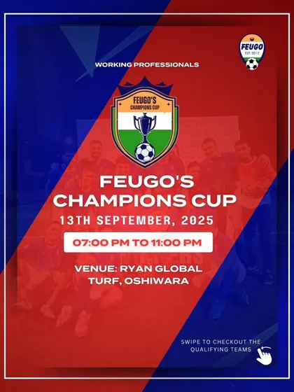 The official announcement for our Feugo's Champions Cup, a premier tournament for working professionals held at the Ryan Global Turf in Oshiwara.