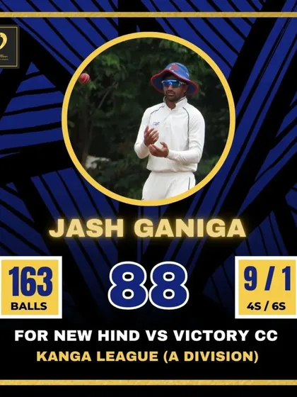 Jash Ganiga plays a solid innings of 88 in the Kanga League A Division.