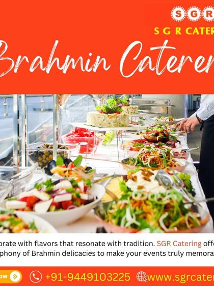 We offer a symphony of Brahmin delicacies to make your events truly memorable. This image of a buffet spread showcases the variety and quality of our vegetarian catering services.