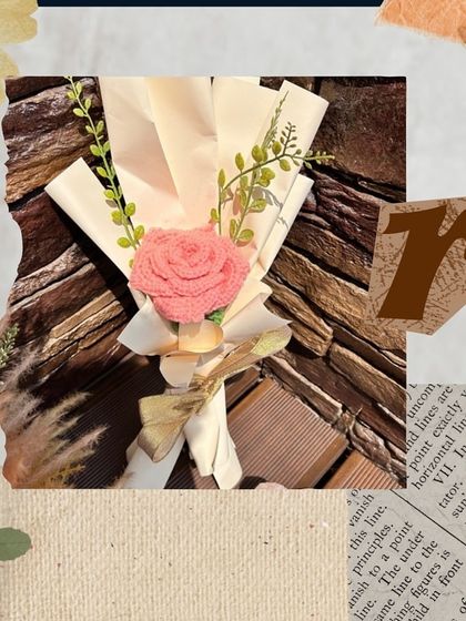 A single pink rose, presented in a lovely collage. This shows off our single-stem option, which is great for a simple, sweet gesture.