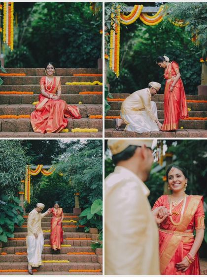 A playful and tender series of moments on the steps of the venue. Capturing these unposed interactions is key to telling an authentic love story.
