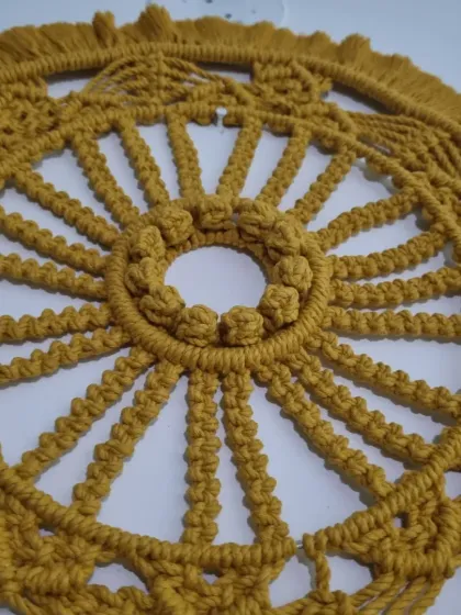 Another perspective on the mustard mandala, highlighting the texture and symmetry of the design. This is a piece I truly poured my heart into.