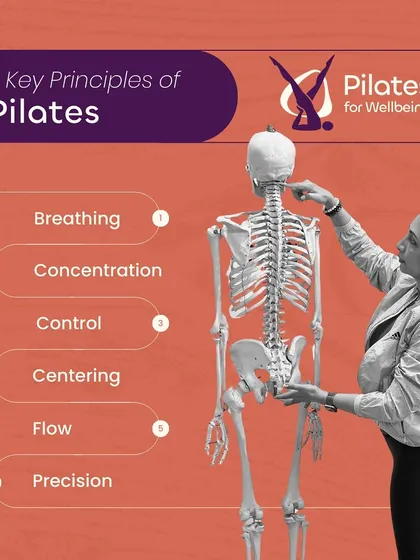 The six principles of Pilates: Breathing, Concentration, Control, Centering, Flow, and Precision. These are the foundations of every session I teach, guiding you toward a deeper mind-body connection and a more effective, transformative practice.