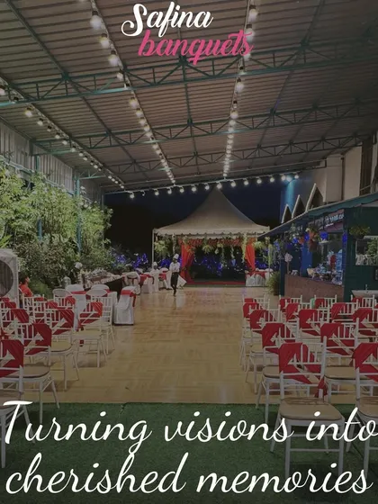 This wide shot shows the versatility of the Sky Terrace, with distinct areas for seating and stage performance, turning visions into cherished memories.