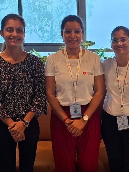 Our instructors Ashwini and Preeti with a coordinator at a corporate yoga session in Andheri, Mumbai. We love spreading the benefits of yoga to busy professionals.