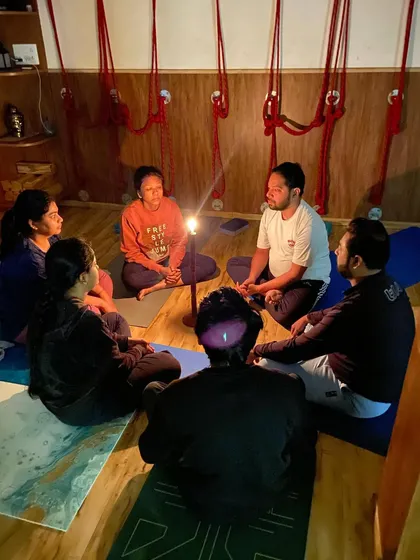 Healing is not just physical. We practice Tratak meditation, using a candle flame to focus the mind. This ancient technique helps improve concentration, calm the nervous system, and bring a sense of inner peace.