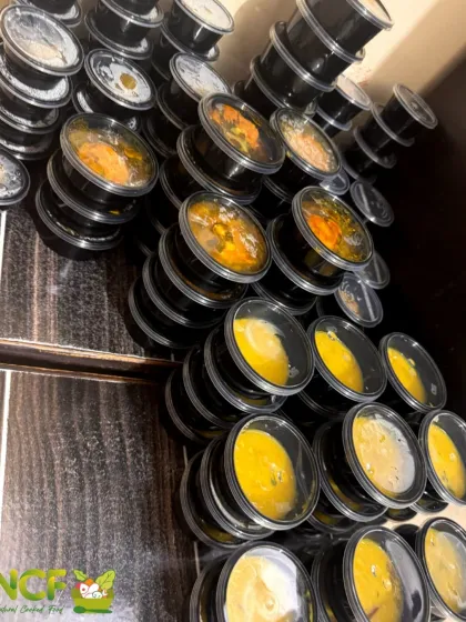Stacks of our delicious curries and side dishes, all portioned and packed for our Cheiraoba festive platters. We make sure every component of the meal is perfect.