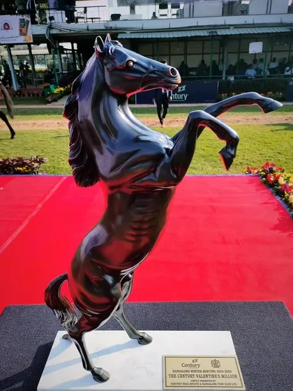 The striking bronze horse sculpture trophy for The Century Valentine's Million.