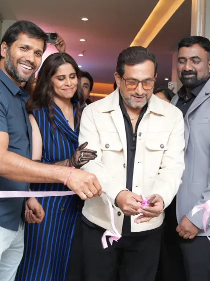 This photo captures the grand opening of my new clinic in Amanora, Pune, with actors Prasad Oak and Sai Tamhankar, and cricketer Ashok Dinda. Their presence made the event a glamorous and memorable occasion.