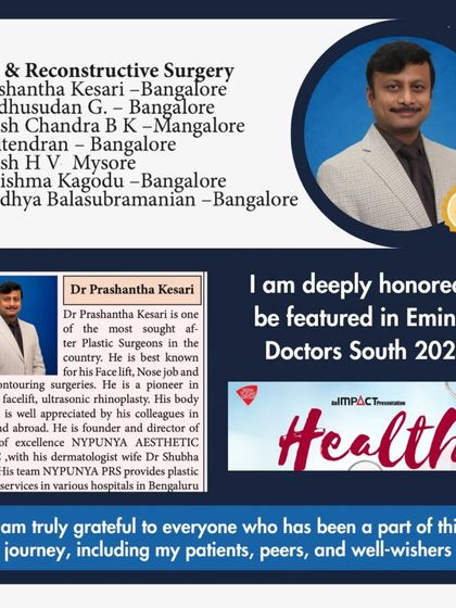 I am deeply honored to be featured in IMPACT Health's list of Eminent Doctors South 2024. I am truly grateful to my patients, peers, and well-wishers who have been a part of this journey.