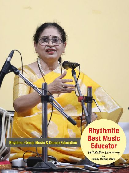 One of our esteemed music educators, Ms. Smita Wagh, during a Hindustani classical performance. She is a recipient of the Rhythmite Best Music Educator Award.