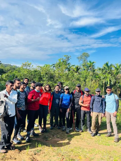 A group of trekkers with their local guides, ready to start their adventure. We work with experienced local guides to ensure a safe and authentic experience.