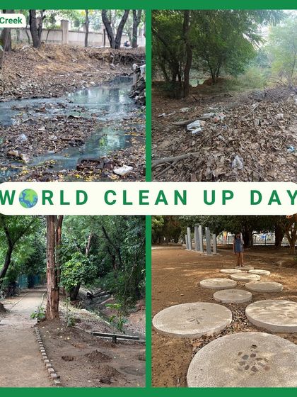 At Aravali Creek, a drain clogged with sewage and garbage has been transformed into a clean, functional waterway with walking paths and community spaces made from recycled materials.