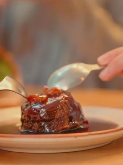 Sharing a moment over our sticky toffee pudding. It is the perfect dessert for the festive season.
