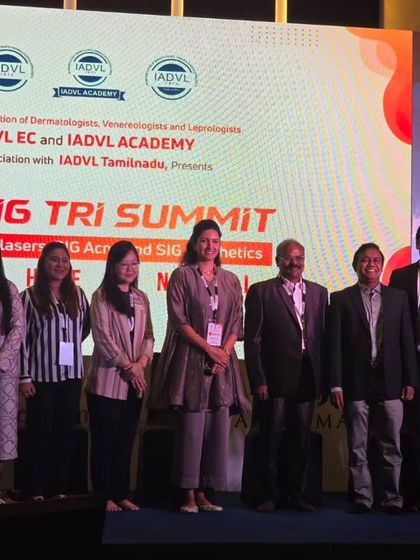 Another group shot on stage at the SIG TRI Summit. The energy and camaraderie at these events are always inspiring, reinforcing our shared commitment to excellence in dermatology.