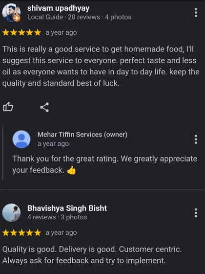 It's great to see multiple positive reviews together. We are happy that our customers find our service reliable, tasty, and customer-centric.