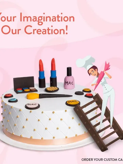 Your imagination is our blueprint. This makeup-themed cake is a perfect example of how we can turn any hobby or passion into a delicious, edible creation for a truly personal celebration.