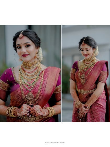 A collage of the bride's portraits, showcasing her grace and beauty from different angles.