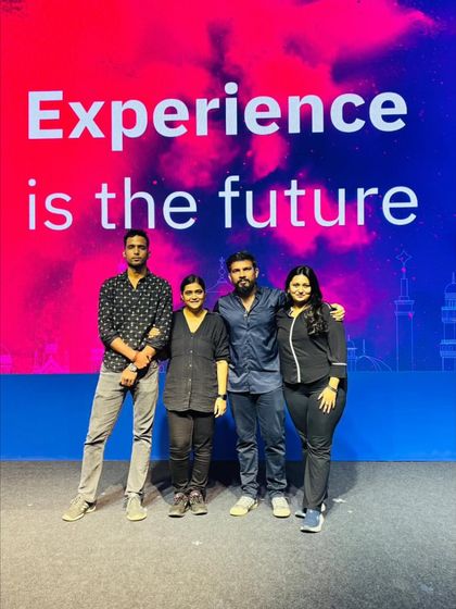 Our team on stage after the successful completion of 'The State of CX India 2025'. Celebrating a job well done.