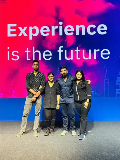 Our team on stage after the successful completion of 'The State of CX India 2025'. Celebrating a job well done.