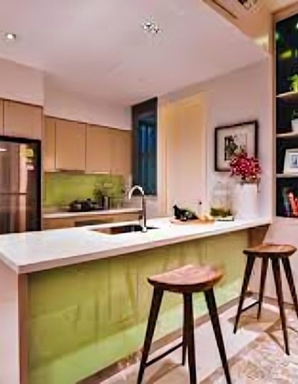 Modular Kitchen - Modular Home Interiors Modern Kitchens with Islands & Breakfast Bars photo 10