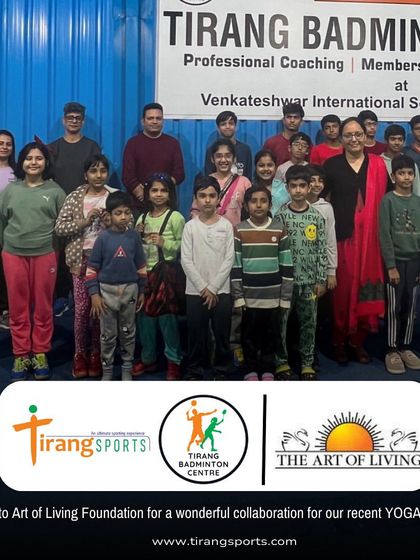 A group photo from our yoga session with the Art of Living Foundation, helping our players learn mindfulness and breathing techniques.