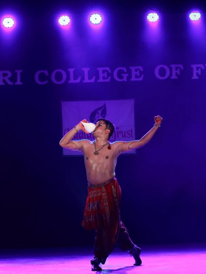 Blowing the conch shell to signal the start of the battle. This moment from "Shikhandi" is filled with determination and the weight of a destiny forged through many lives.