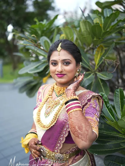 A portrait of my beautiful bride, Pooja. My focus is always on creating a flawless yet natural bridal look that makes you feel like the best version of yourself on your special day.