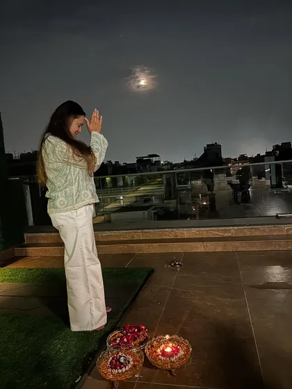 Bowing to the moon in gratitude. These ceremonies are a powerful reminder to honor the natural cycles and the light that guides us.
