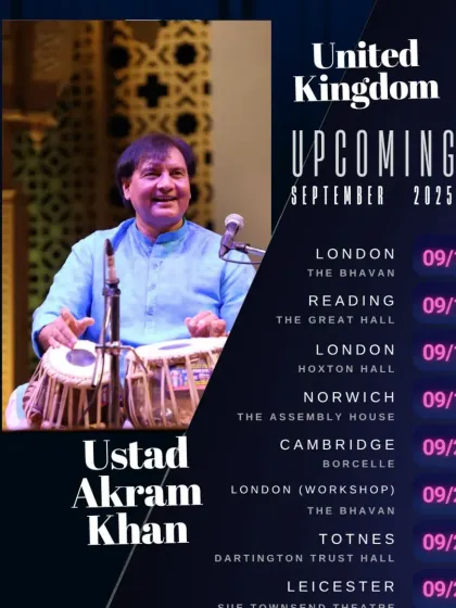 I am looking forward with great happiness to my upcoming UK tour. It is a saubhagya, a great fortune, to be invited to perform and conduct a workshop in London, Reading, and other cities. I am grateful for the opportunity to share my music with friends and lovers of art there.