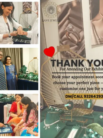 A heartfelt thank you to everyone who attended our exhibition. This collage shows clients enjoying our display, trying on pieces, and connecting with our work. Your support inspires us to continue creating fine, IGI-certified jewellery.