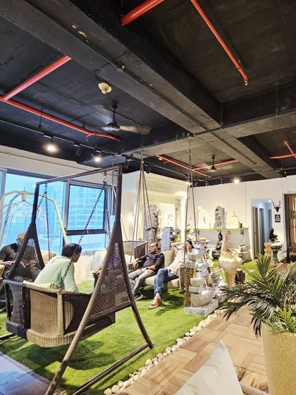 Leading architects from Vizag relaxing on our swings during a tour of our flagship store. Our showroom is designed to be an experience center for the design community.