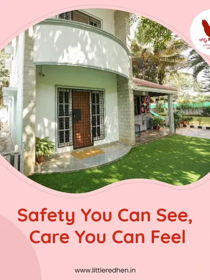 Safety you can see, care you can feel. Our premises are secured with 6 ft walls, monitored CCTV, and 24/7 security personnel to ensure a worry-free environment for your child.