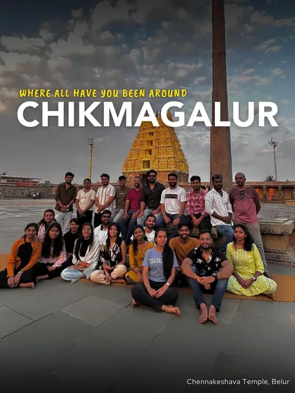 Our crew at the Chennakesava Temple in Belur, near Chikmagalur. Our itineraries are a mix of nature, adventure, and a dash of local history and culture.