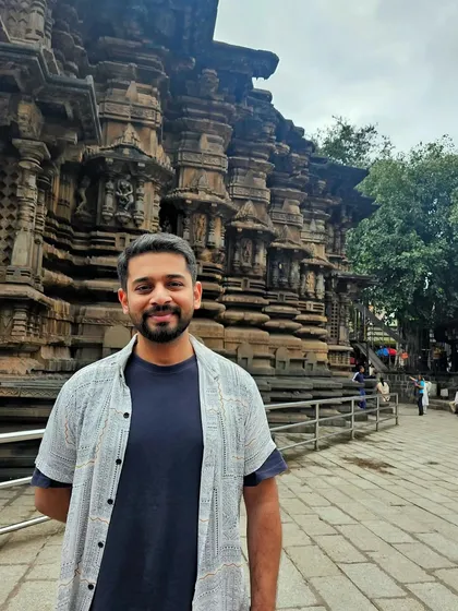 A solo picture at the ancient and beautiful Mahalaxmi temple in Kolhapur.