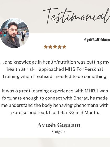 It was a great learning experience to help Ayush understand his body's response to food and exercise, leading to a 4.5kg loss in 3 months.