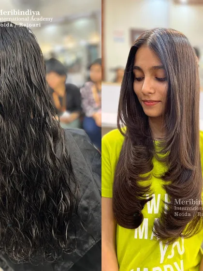 A great haircut is the foundation of all styling. This before-and-after shows a transformation into a modern, multi-layered style that adds volume and movement, a fundamental and highly requested service you will learn to perfect.