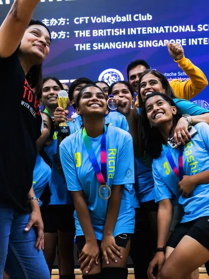 A selfie to capture the winning moment! Pure happiness on the faces of our players and coaches with the trophy and medals.
