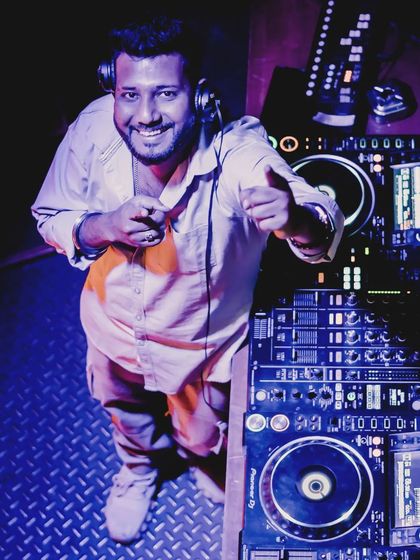 An overhead shot of me with my Pioneer gear. If you want to fly without wings, try music.