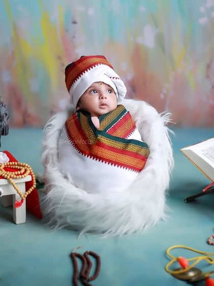 Our 'Little Vitthal' theme, a unique cultural setup featuring traditional attire and symbolic props. We are proud to offer themes that celebrate heritage and faith.