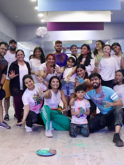 Our Greater Kailash fitness community celebrating the vibrant festival of Holi together.