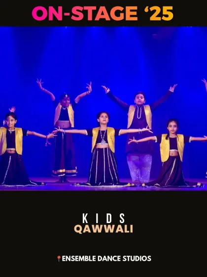 A beautiful pose from our kids' Qawwali performance. This style focuses on graceful movements and expressing the emotion of the music.