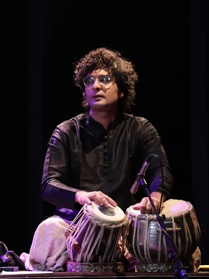 Another angle from the Royal Opera House stage. You can see the different tablas I use, each tuned to a specific pitch to match the melodic instruments.