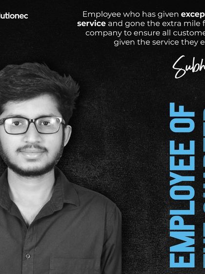 Subhash is recognized as "Employee of the Quarter" for his outstanding service and for consistently exceeding expectations to ensure customer satisfaction.