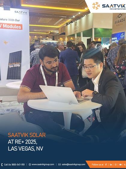 Showcasing our project portfolio and technical specifications to an international client at our RE+ Las Vegas booth.