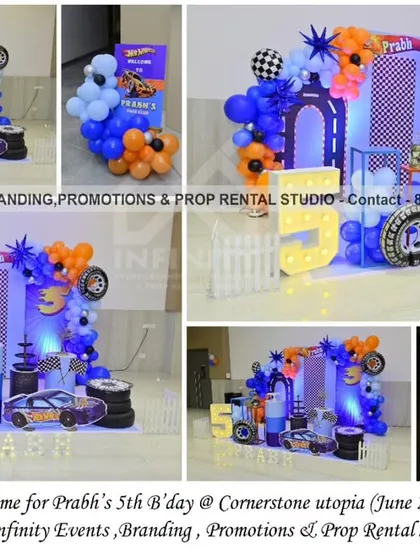 For the little racing enthusiast, our Hot Wheels theme is a guaranteed winner. This dynamic setup at Cornerstone Utopia includes custom backdrops, themed props, and a high-energy color scheme to create an action-packed fifth birthday celebration.